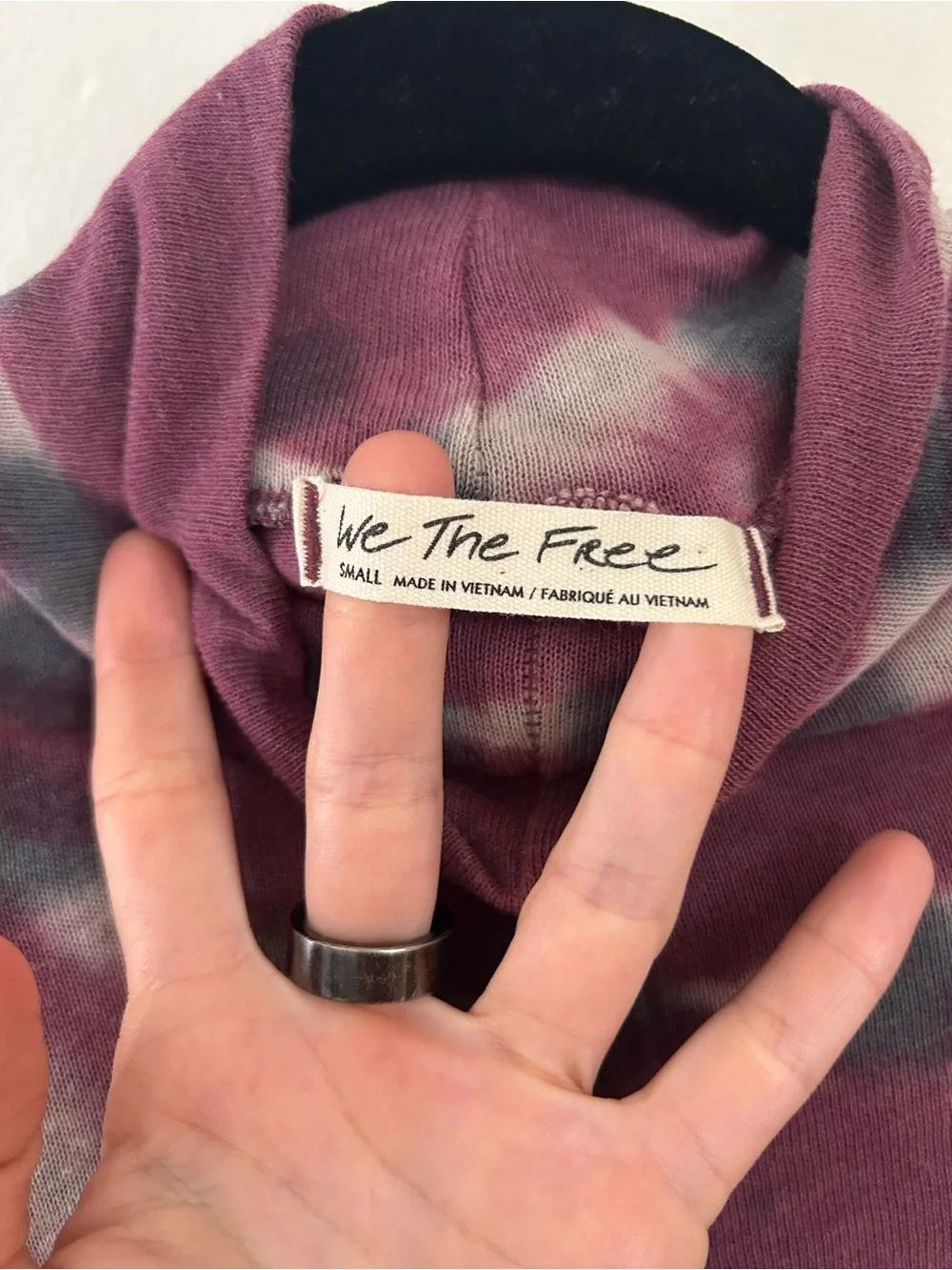 Free People Psychedelic Turtleneck Top in a Burgundy Multi Tie-Dye pattern